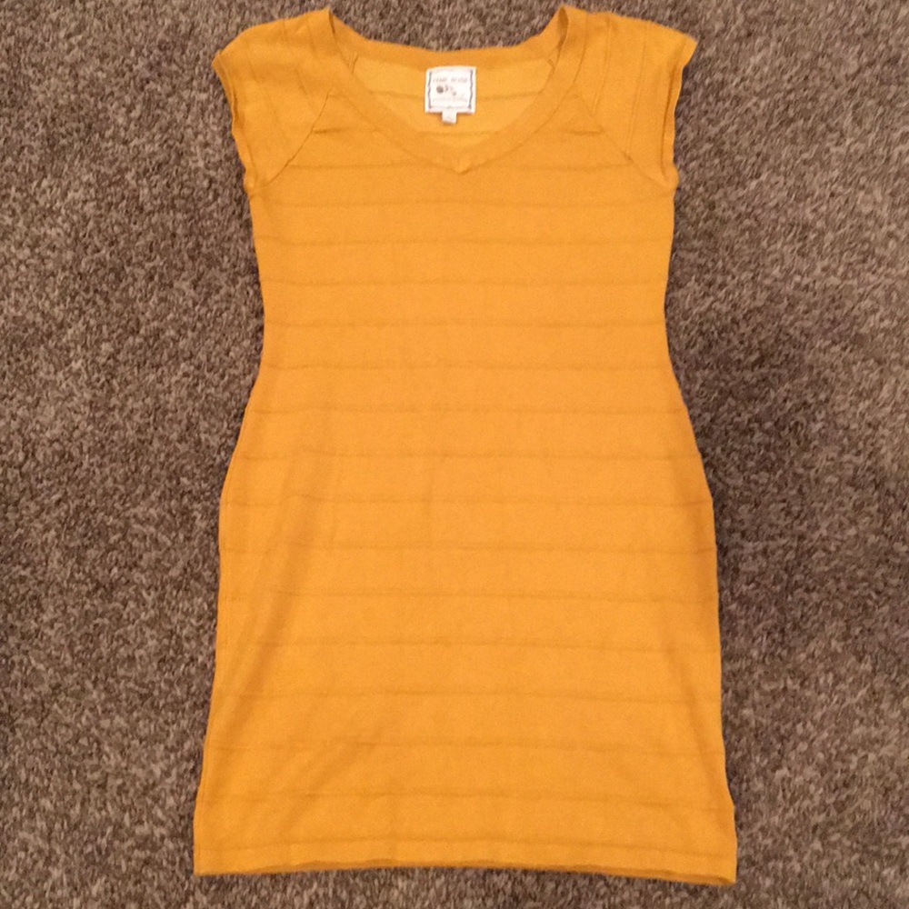Short sleeve mustard colored dress